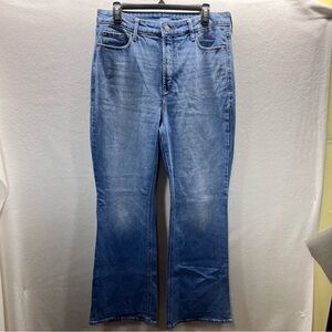 Old Navy High Rise Flare Jeans Womens 12 Blue Denim Stretch Wide Cute Comfy 2764